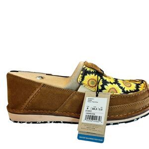 Ariat Cruiser Brown NWT Suede with Sunflower Loafer Shoes Sz 8 NEW 10040356